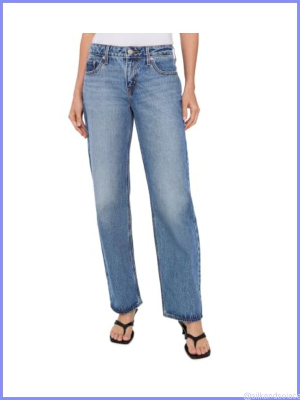 Low Rise Straight Leg Jeans Non-Stretch Denim Slim Fit